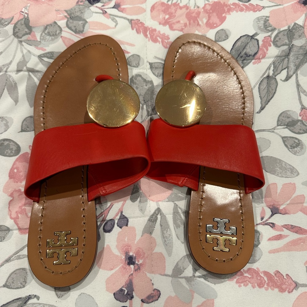 Tory Burch red summer sandals. Comfortable and in really good condition.